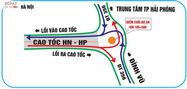 Nút giao cao tốc Hà Nội Hải Phòng cuối tuyến: Đường Tỉnh 356 – Đình Vũ (Hải Phòng)