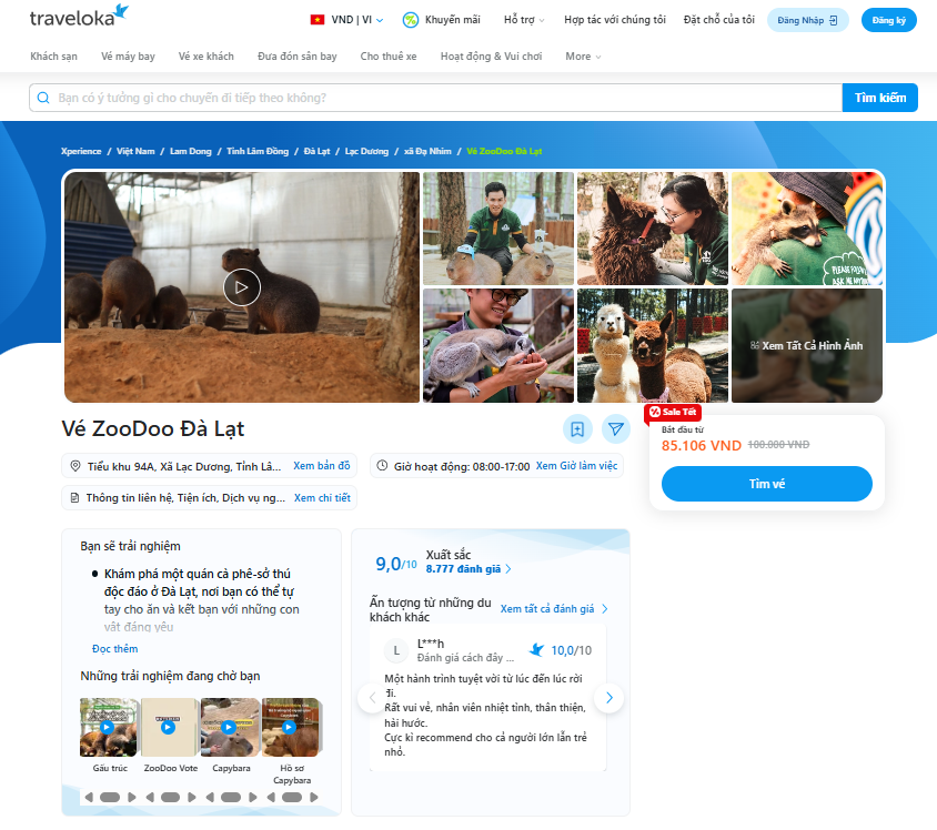 Đặt vé tham quan trên Traveloka