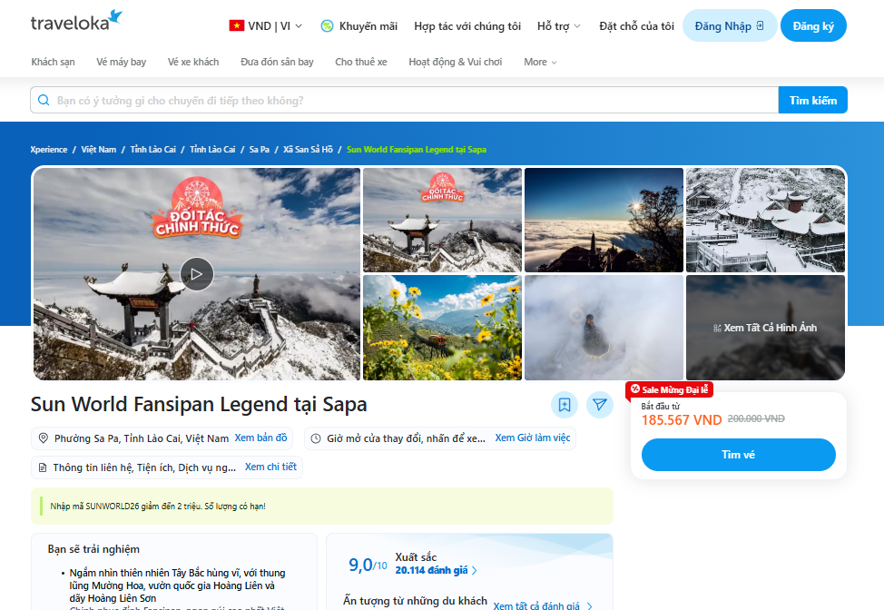 Mua vé cáp treo trên Traveloka